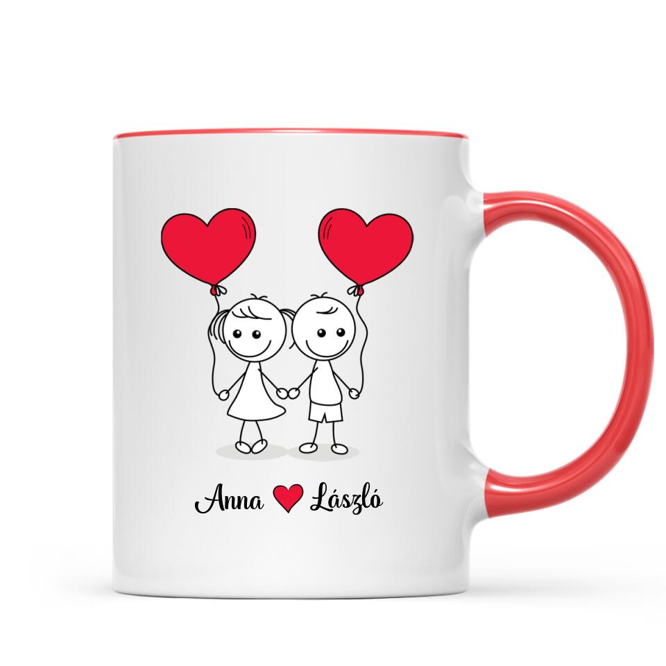 Egyedi bögre szerelmeseknek - pálcikaember pár