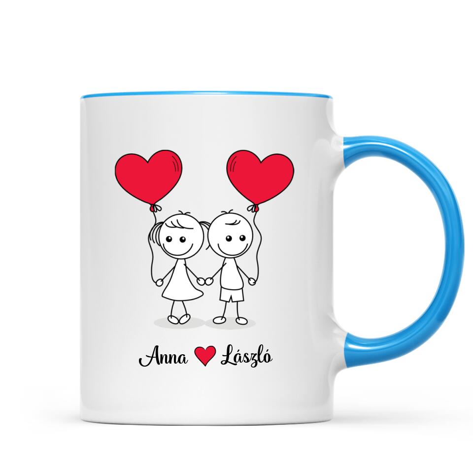 Egyedi bögre szerelmeseknek - pálcikaember pár