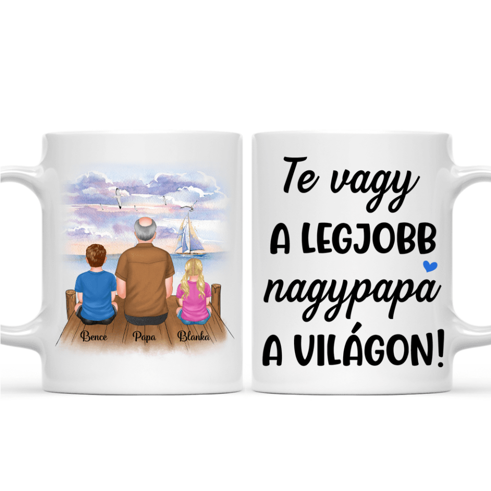 Egyedi bögre nagypapáknak, akár 3 gyermekkel