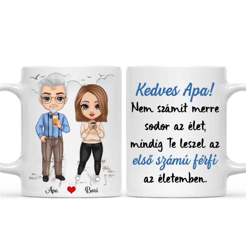 Egyedi bögre édesapáknak chibi karakterekkel