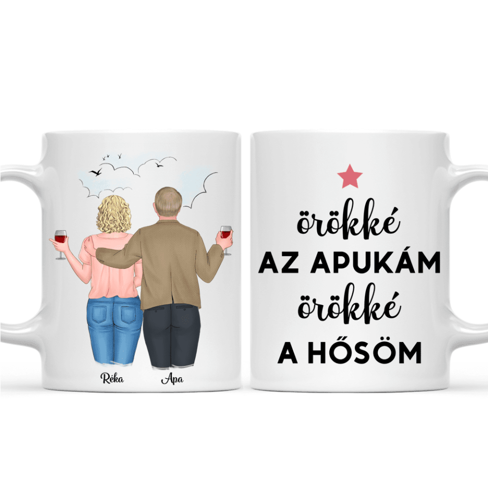 Egyedi bögre édesapáknak - akár 2 lánnyal
