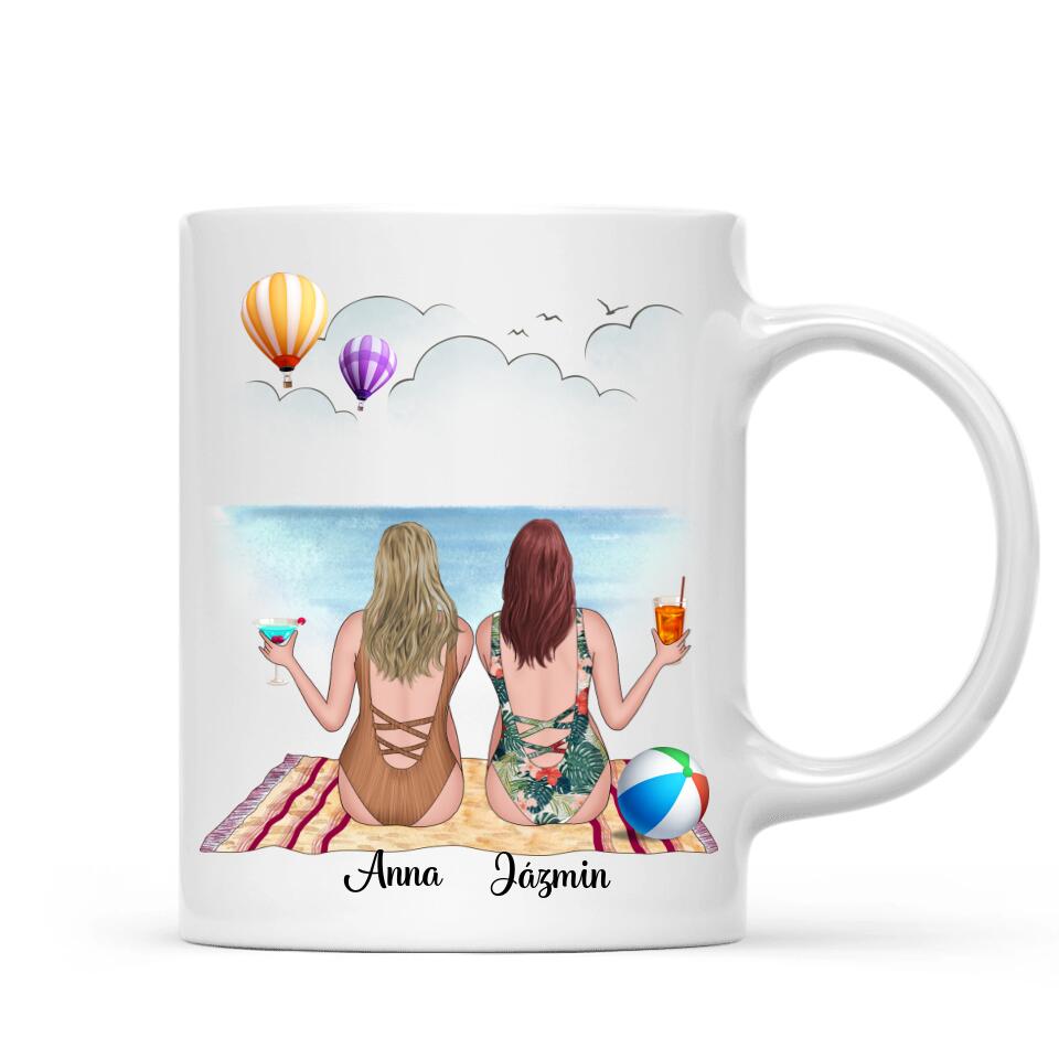 Egyedi bögre barátnőknek - lányok a strandon