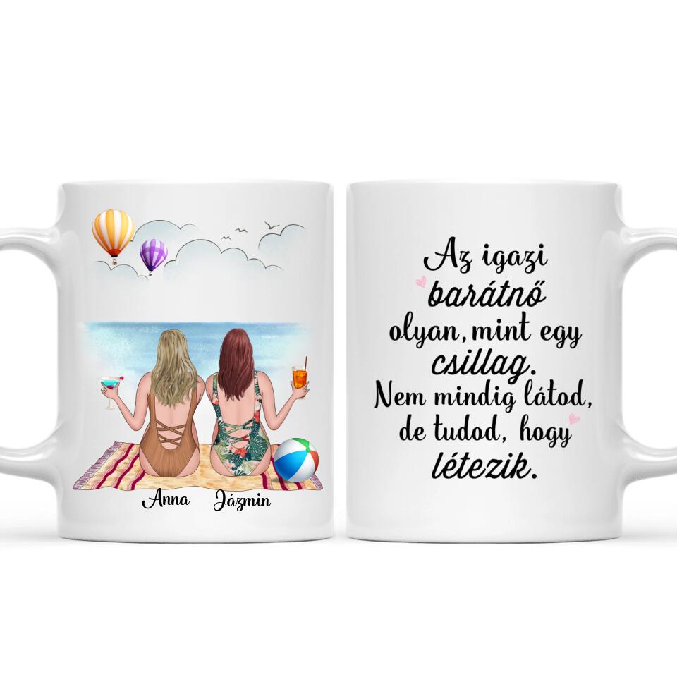 Egyedi bögre barátnőknek - lányok a strandon