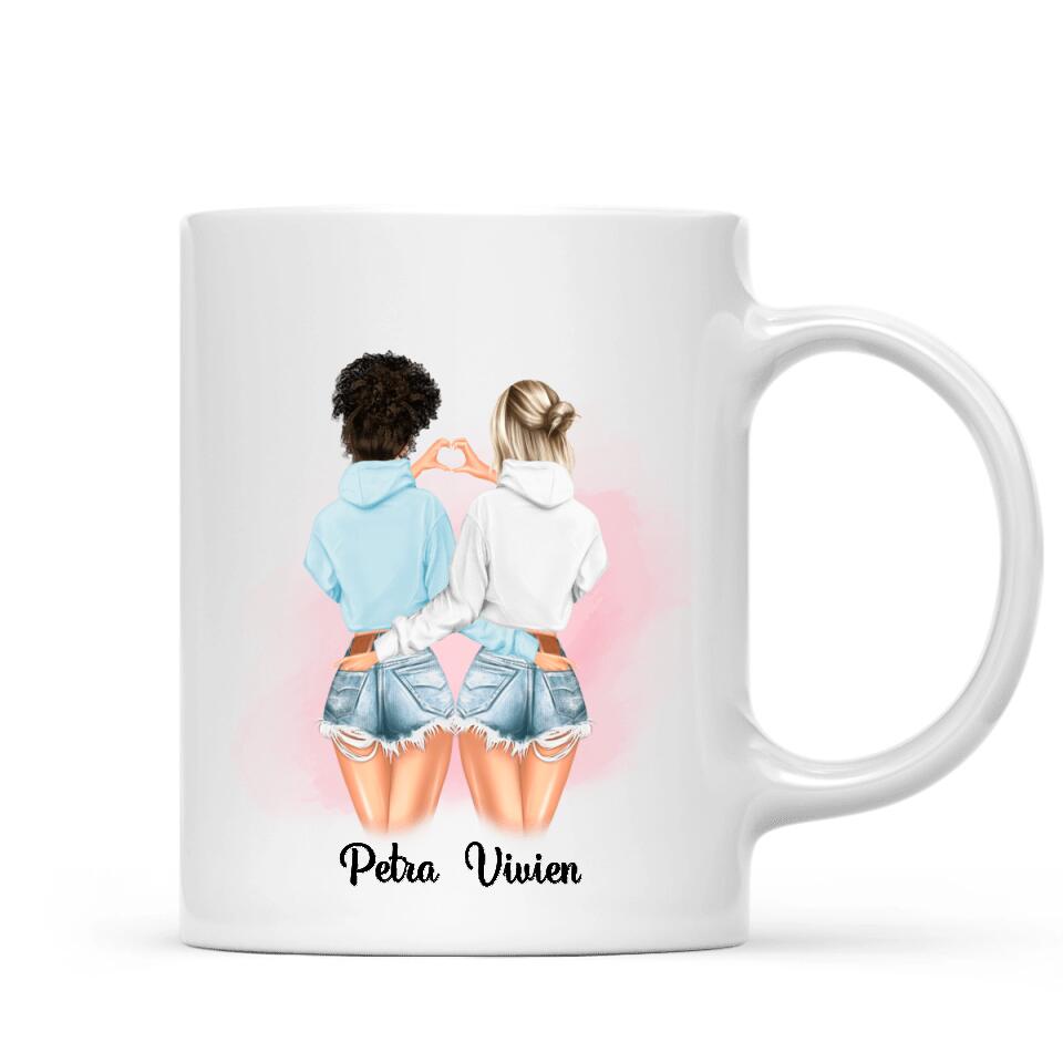 Egyedi legjobb barátnős bögre - lányok pulcsiban