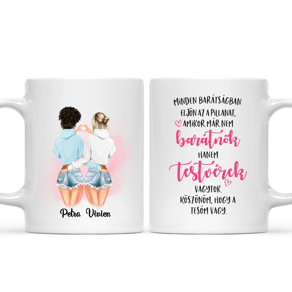 Egyedi legjobb barátnős bögre - lányok pulcsiban
