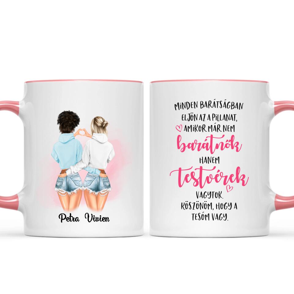 Egyedi legjobb barátnős bögre - lányok pulcsiban