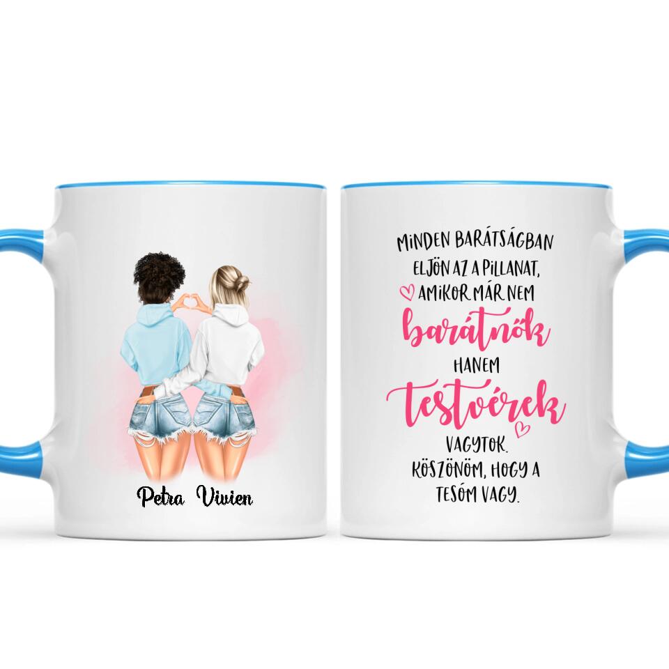 Egyedi legjobb barátnős bögre - lányok pulcsiban