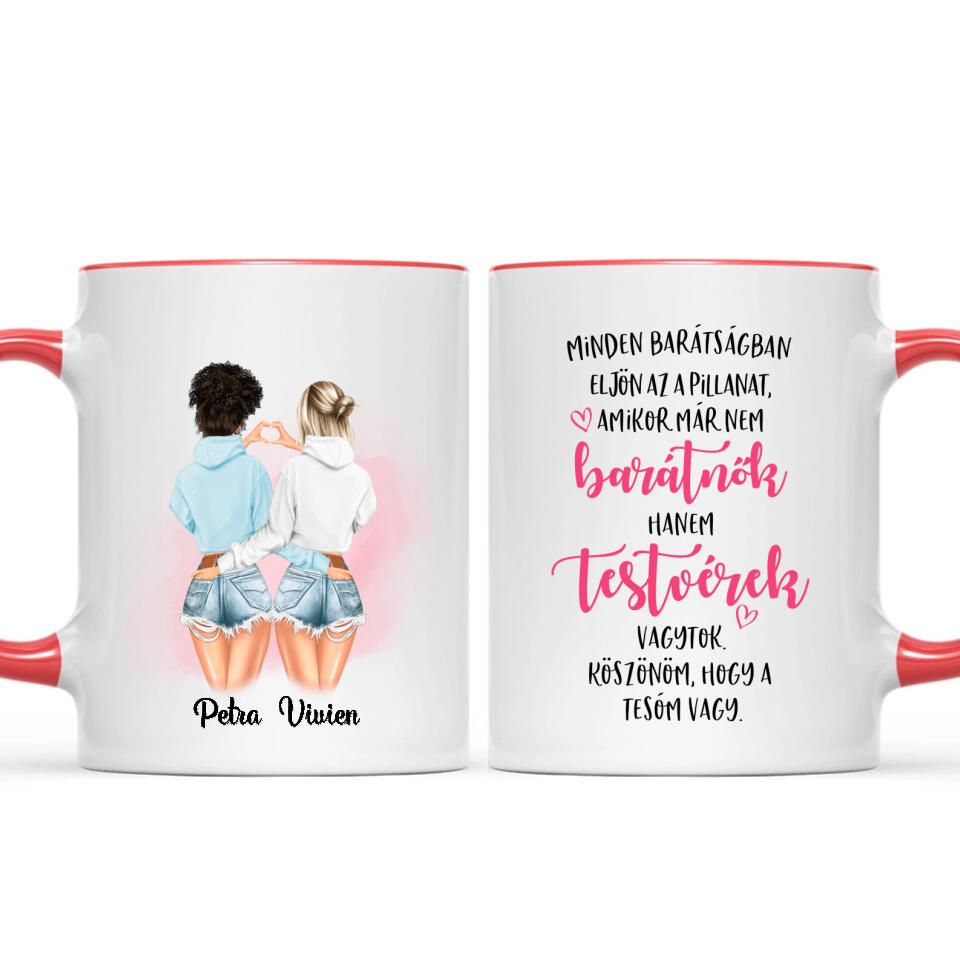 Egyedi legjobb barátnős bögre - lányok pulcsiban