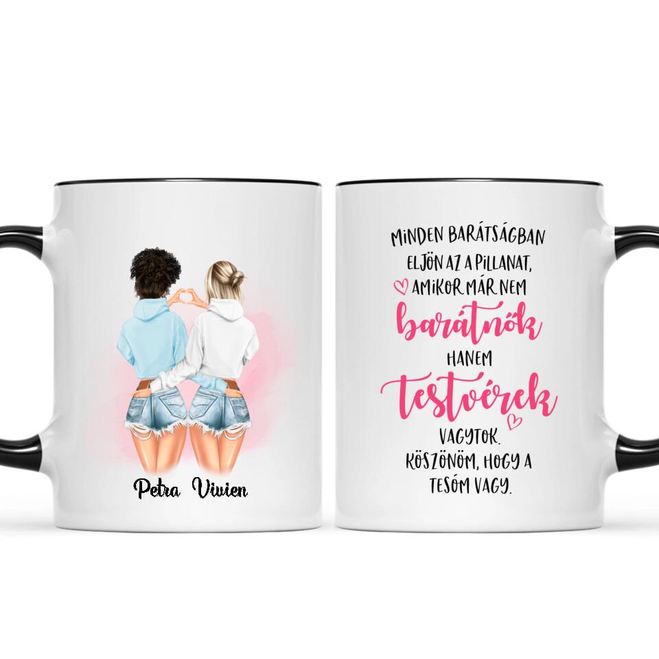 Egyedi legjobb barátnős bögre - lányok pulcsiban