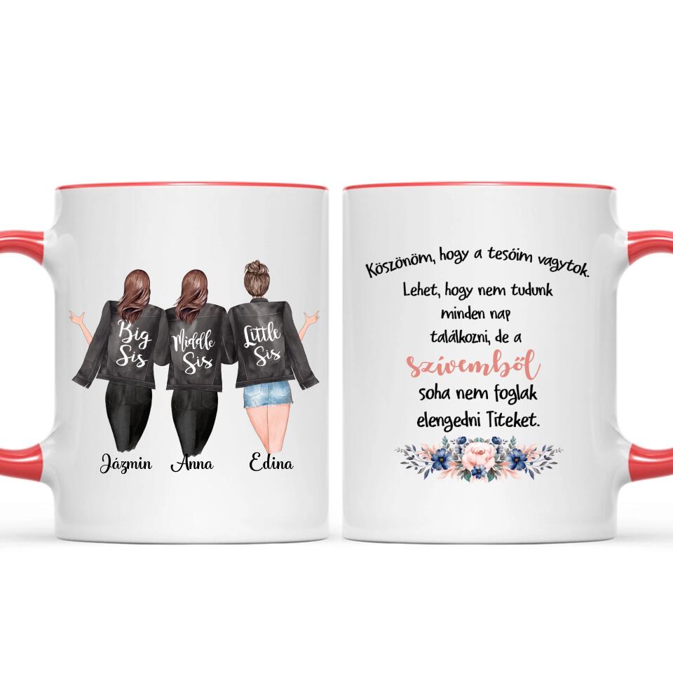 Egyedi bögre testvéreknek - 3 lány