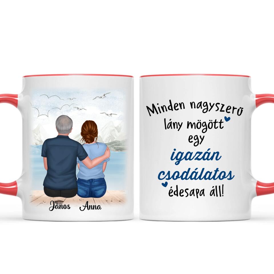 Egyedi bögre édesapáknak - minden nagyszerű lány mögött