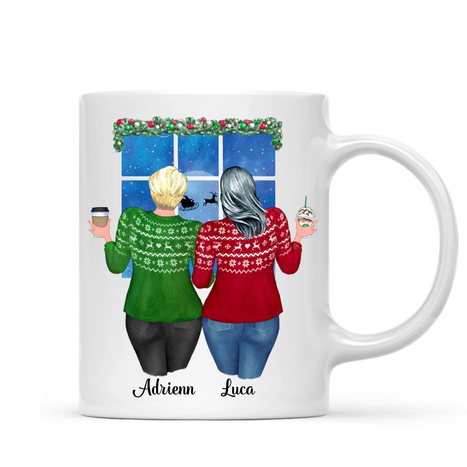 Egyedi barátnős bögre Karácsonyra - molett lányok