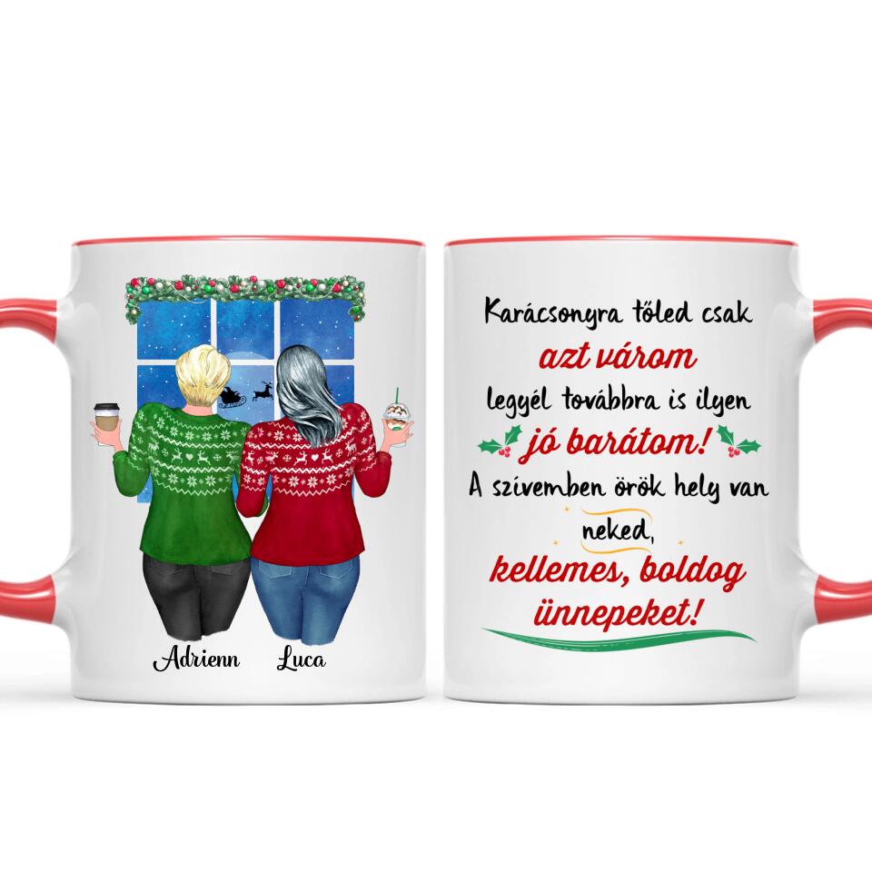 Egyedi barátnős bögre Karácsonyra - molett lányok