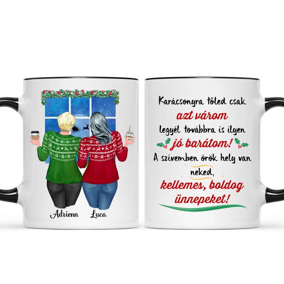 Egyedi barátnős bögre Karácsonyra - molett lányok