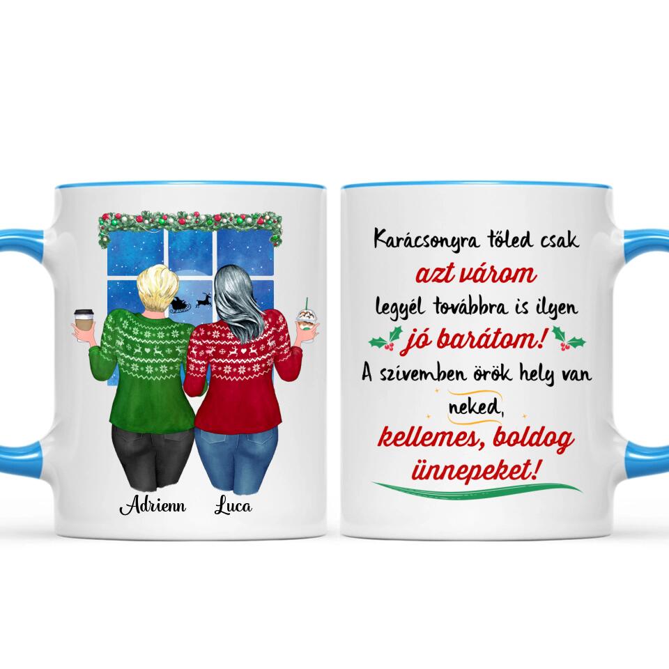 Egyedi barátnős bögre Karácsonyra - molett lányok
