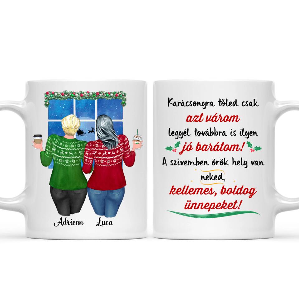 Egyedi barátnős bögre Karácsonyra - molett lányok
