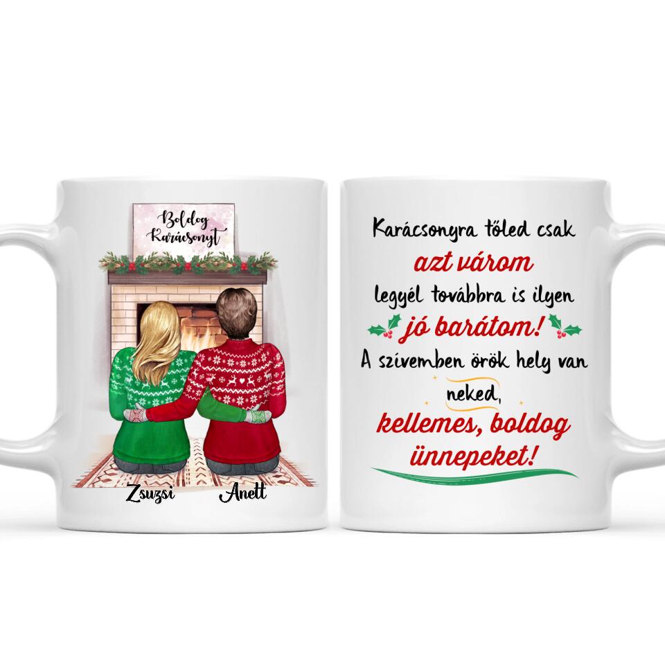 Egyedi karácsonyi bögre barátnőknek - az igaz barát a legnagyobb ajándék