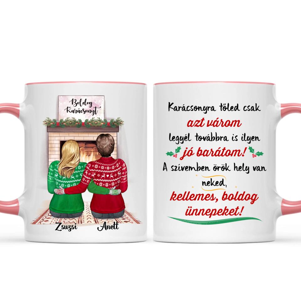 Egyedi karácsonyi bögre barátnőknek - az igaz barát a legnagyobb ajándék