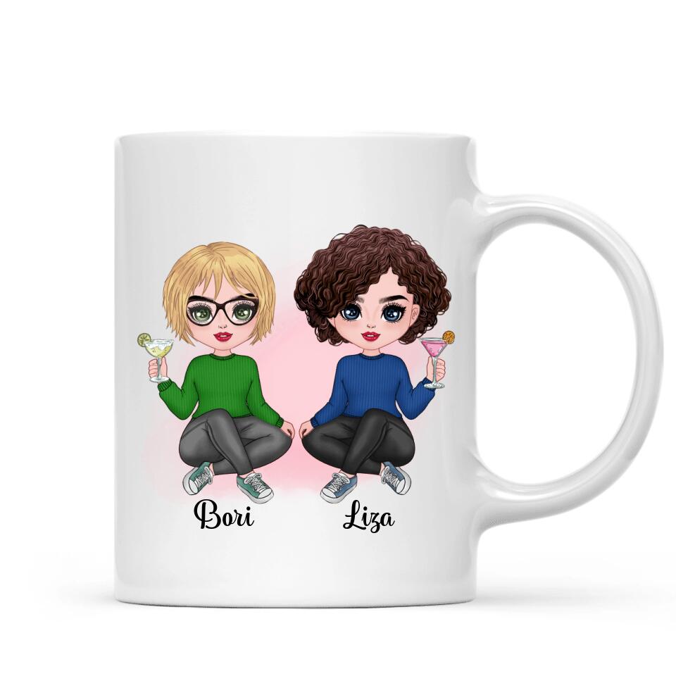 Egyedi legjobb barátnős bögre - chibi karakterekkel