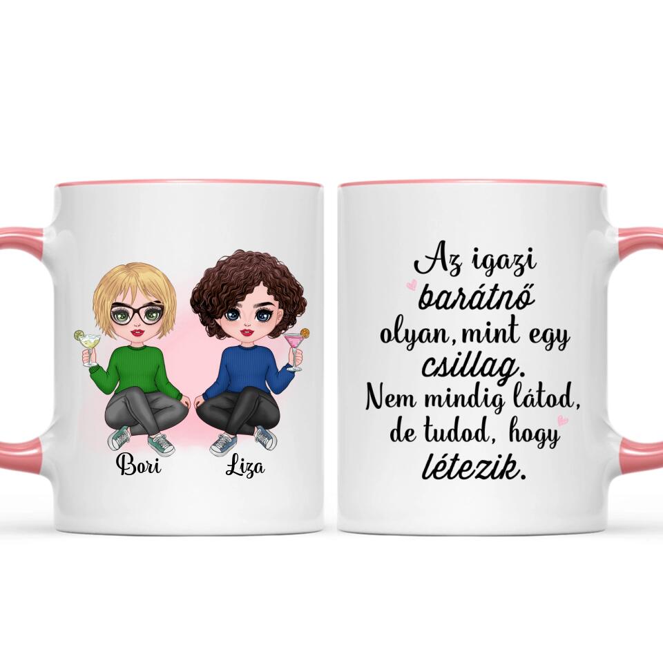Egyedi legjobb barátnős bögre - chibi karakterekkel