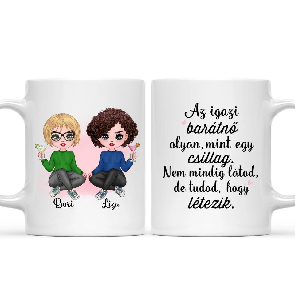 Egyedi legjobb barátnős bögre - chibi karakterekkel
