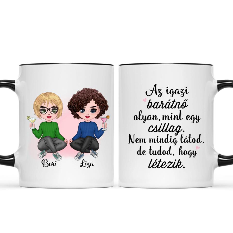 Egyedi legjobb barátnős bögre - chibi karakterekkel