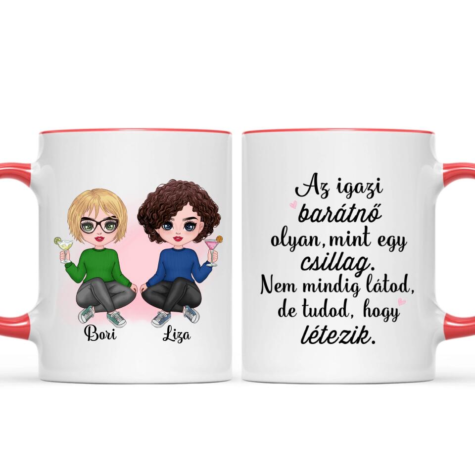Egyedi legjobb barátnős bögre - chibi karakterekkel