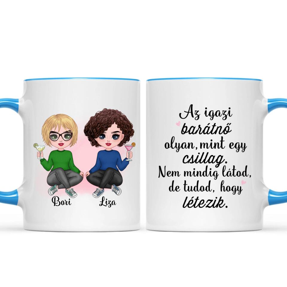 Egyedi legjobb barátnős bögre - chibi karakterekkel