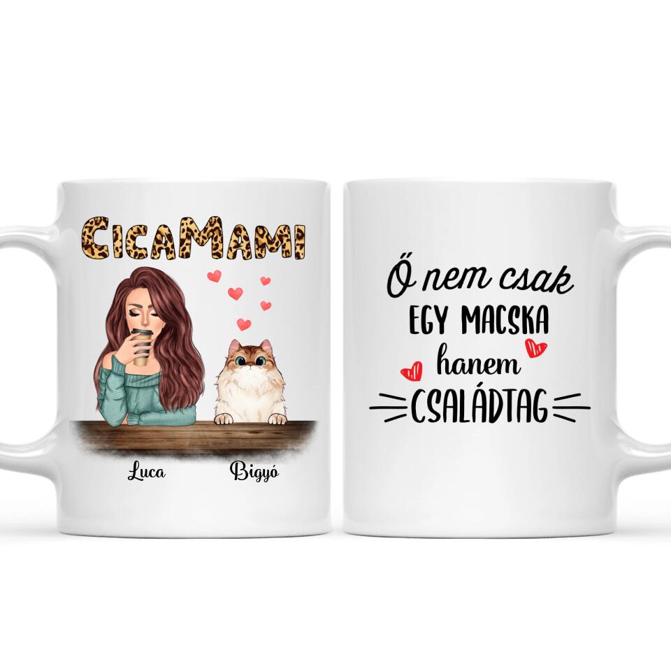 Egyedi macskás bögre, akár 4 cicával