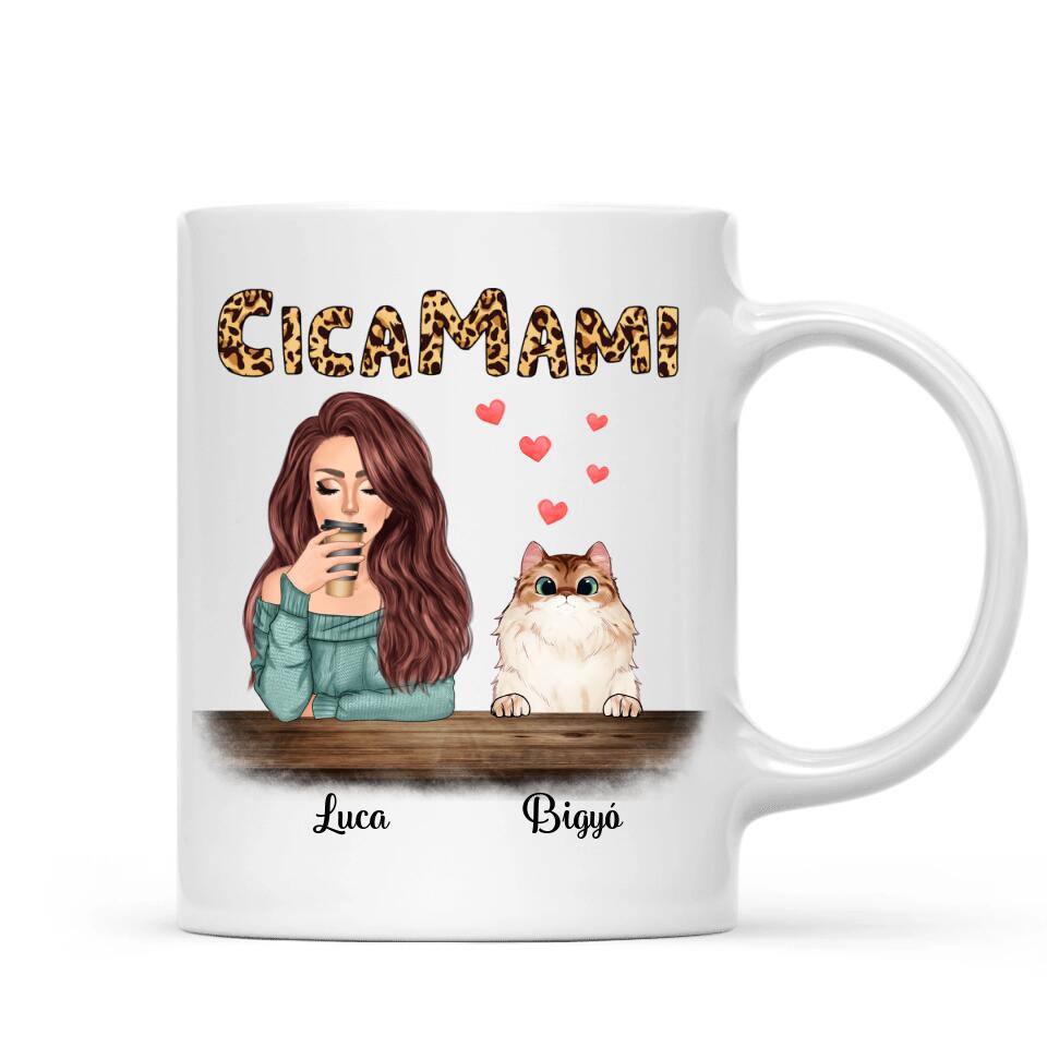 Egyedi macskás bögre, akár 4 cicával