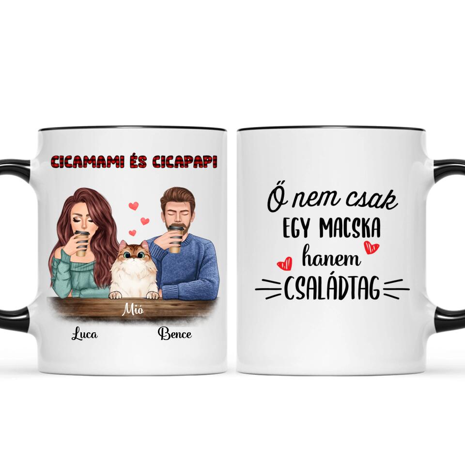 Egyedi macskás bögre - cicamami és cicapapi