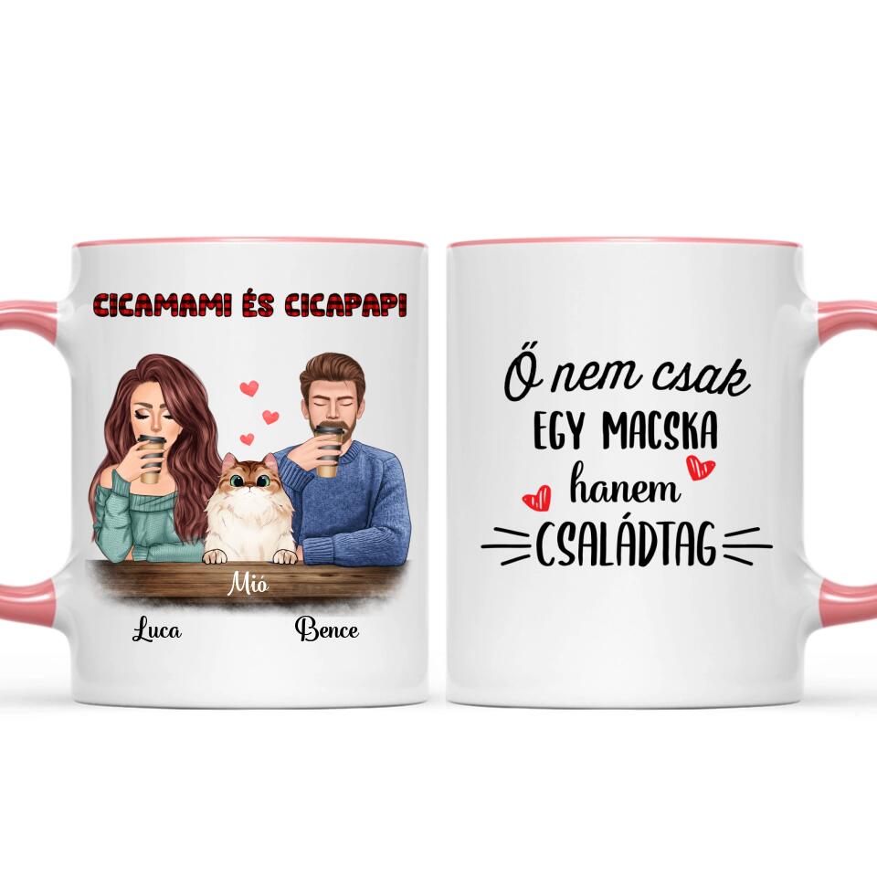 Egyedi macskás bögre - cicamami és cicapapi