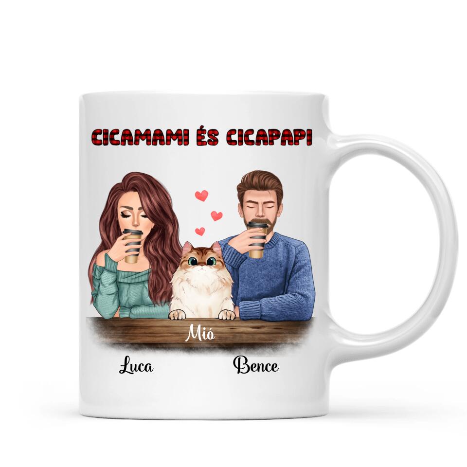 Egyedi macskás bögre - cicamami és cicapapi