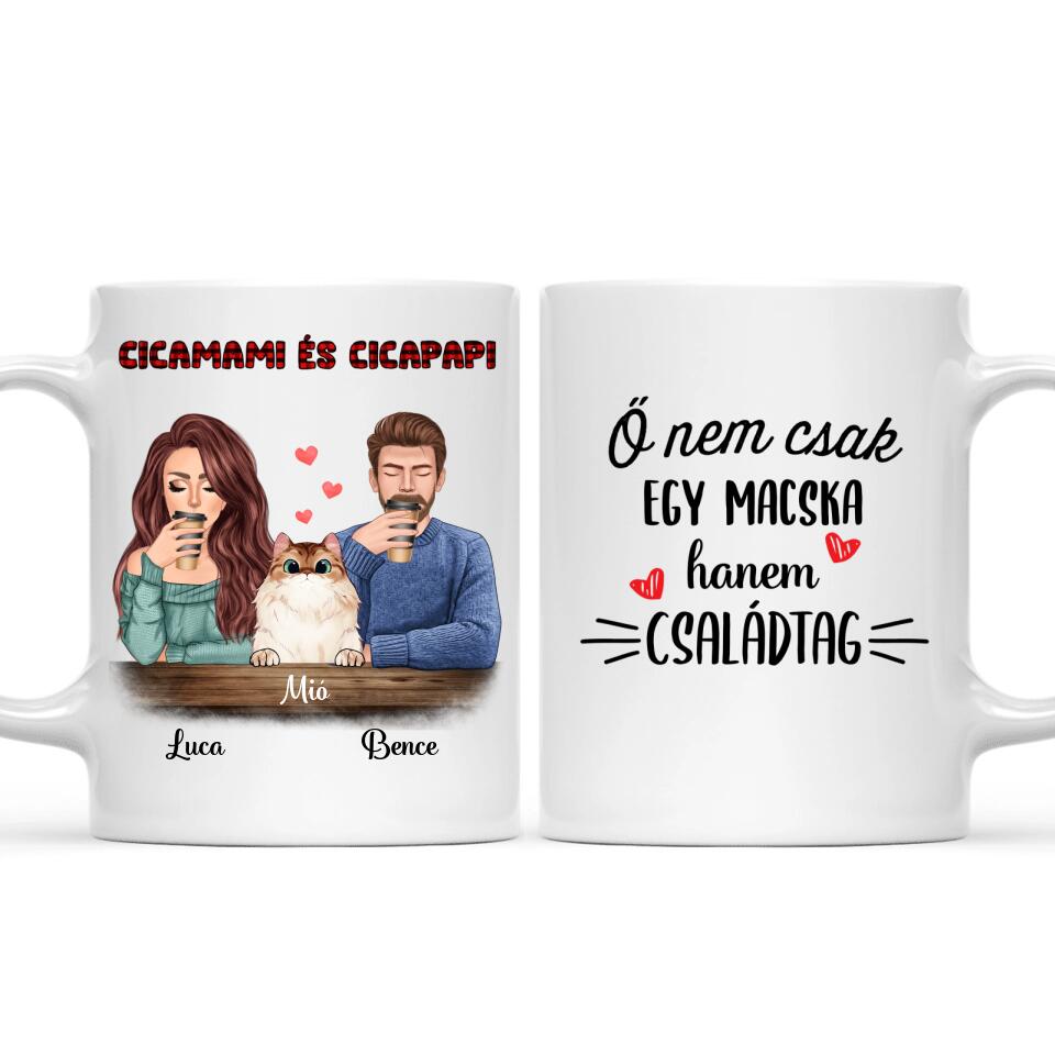 Egyedi macskás bögre - cicamami és cicapapi