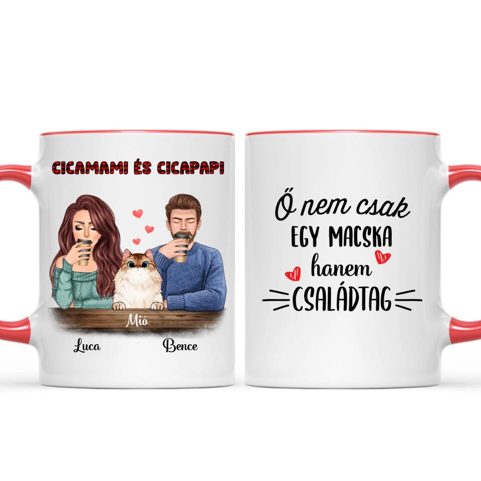 Egyedi macskás bögre - cicamami és cicapapi