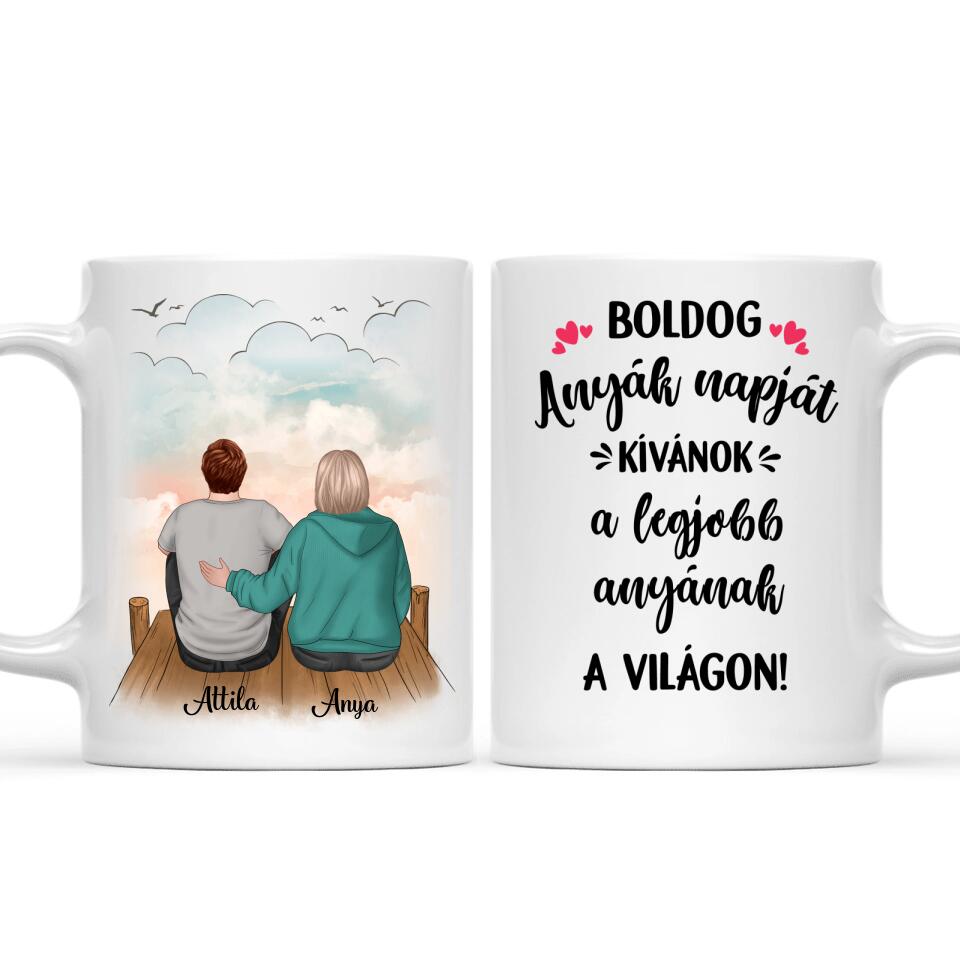 Egyedi bögre édesanyáknak - anya és fia