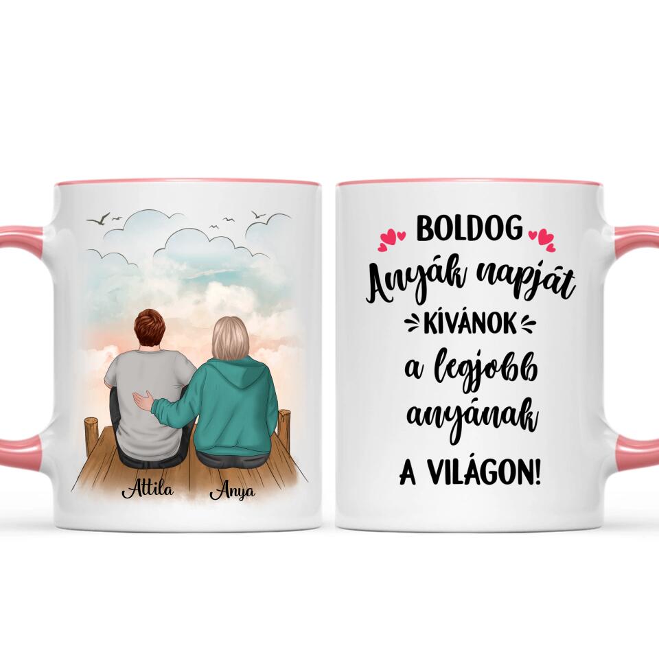 Egyedi bögre édesanyáknak - anya és fia