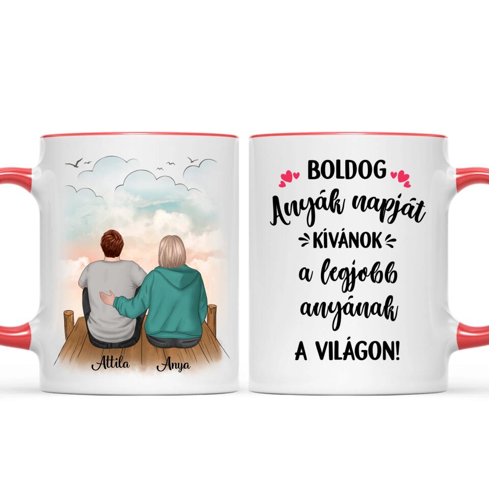 Egyedi bögre édesanyáknak - anya és fia