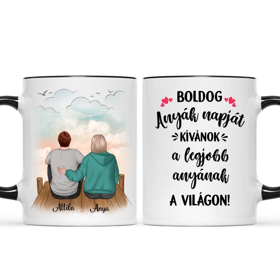 Egyedi bögre édesanyáknak - anya és fia