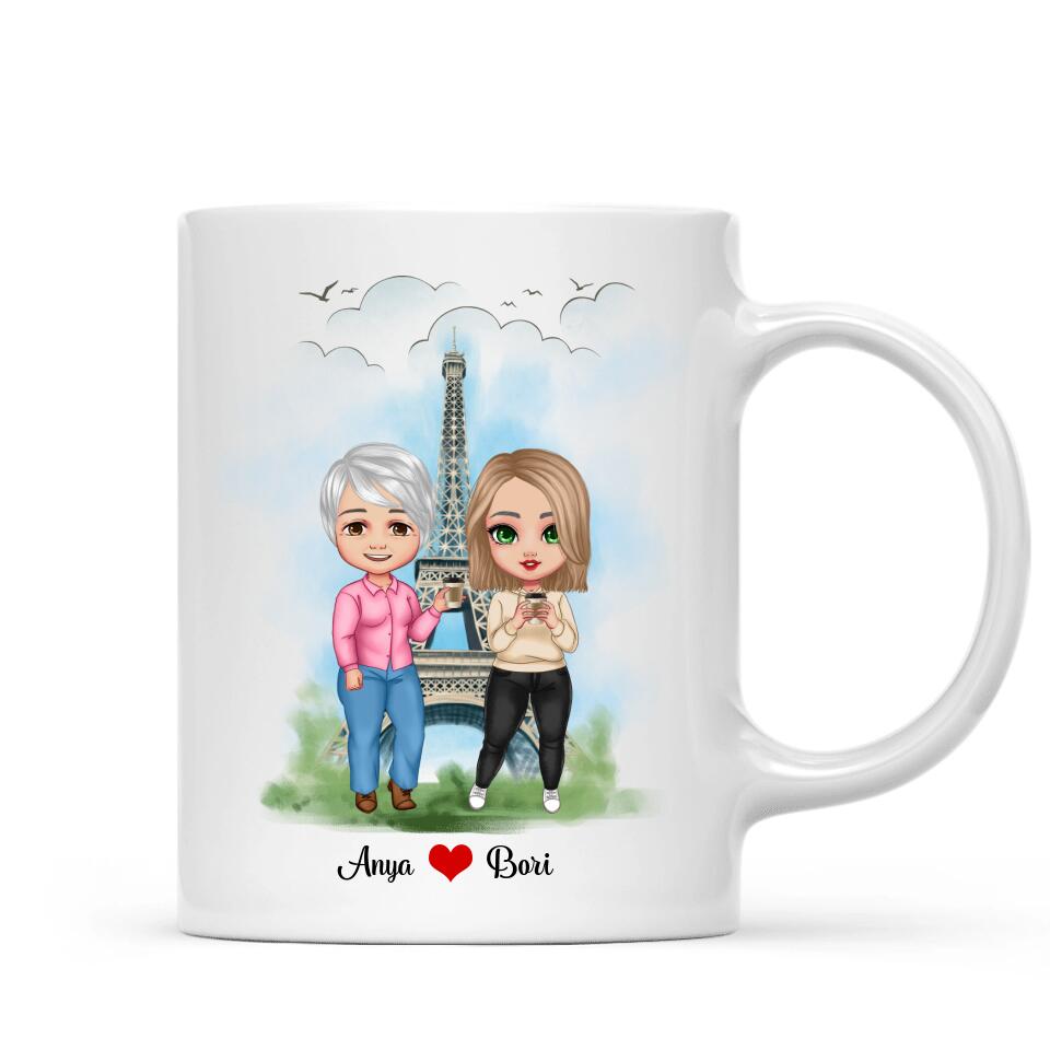 Anyák napi bögre - lányok az Eiffel toronynál