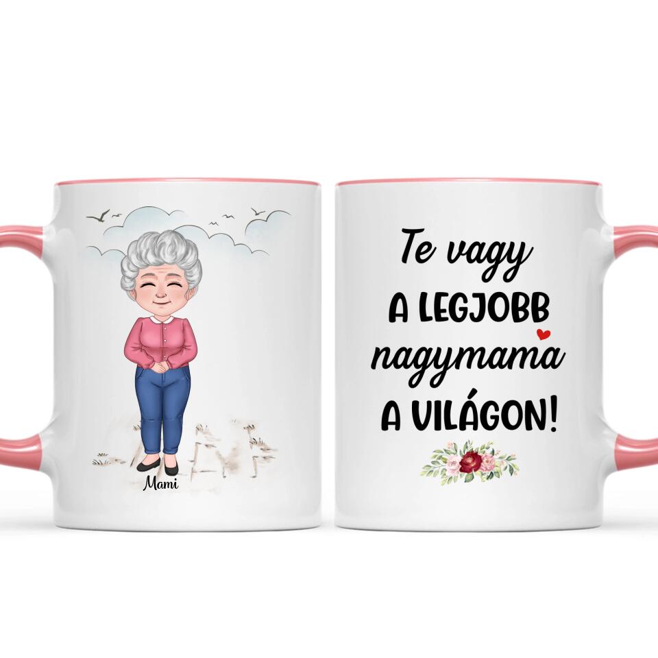 Egyedi bögre nagymamáknak, akár 3 unokával
