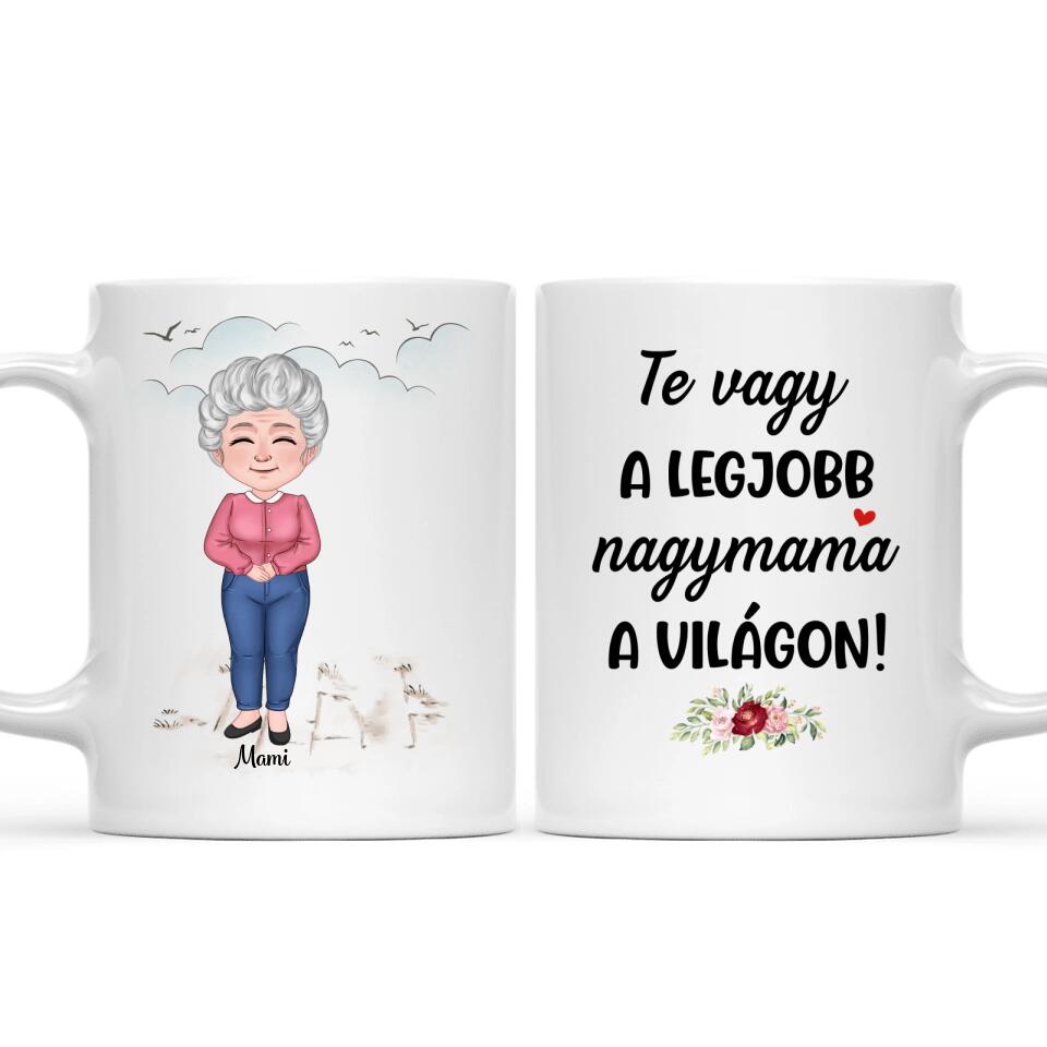 Egyedi bögre nagymamáknak, akár 3 unokával