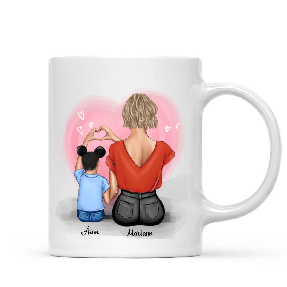 Egyedi bögre édesanyáknak - a szeretet anya és fia között örökké tart