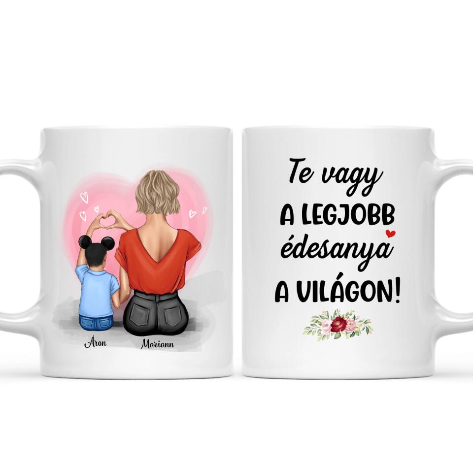 Egyedi bögre édesanyáknak - a szeretet anya és fia között örökké tart