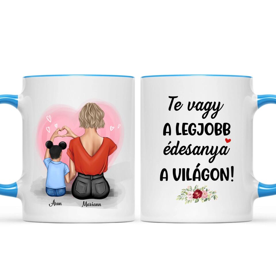 Egyedi bögre édesanyáknak - a szeretet anya és fia között örökké tart