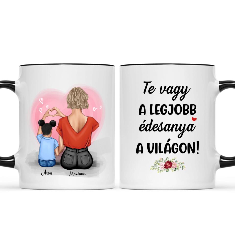 Egyedi bögre édesanyáknak - a szeretet anya és fia között örökké tart