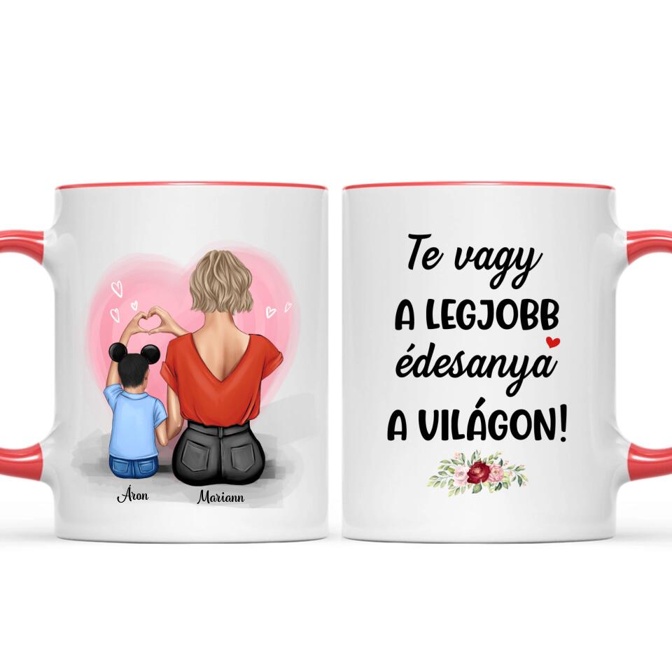 Egyedi bögre édesanyáknak - a szeretet anya és fia között örökké tart