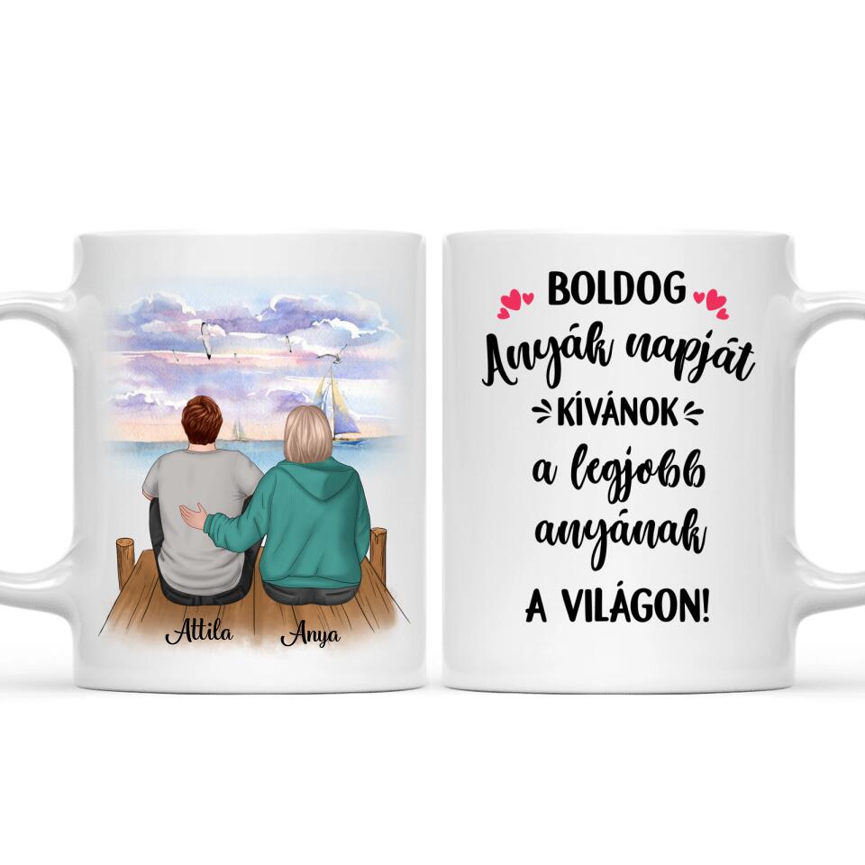 Egyedi bögre édesanyáknak - a szeretet anya és fia között
