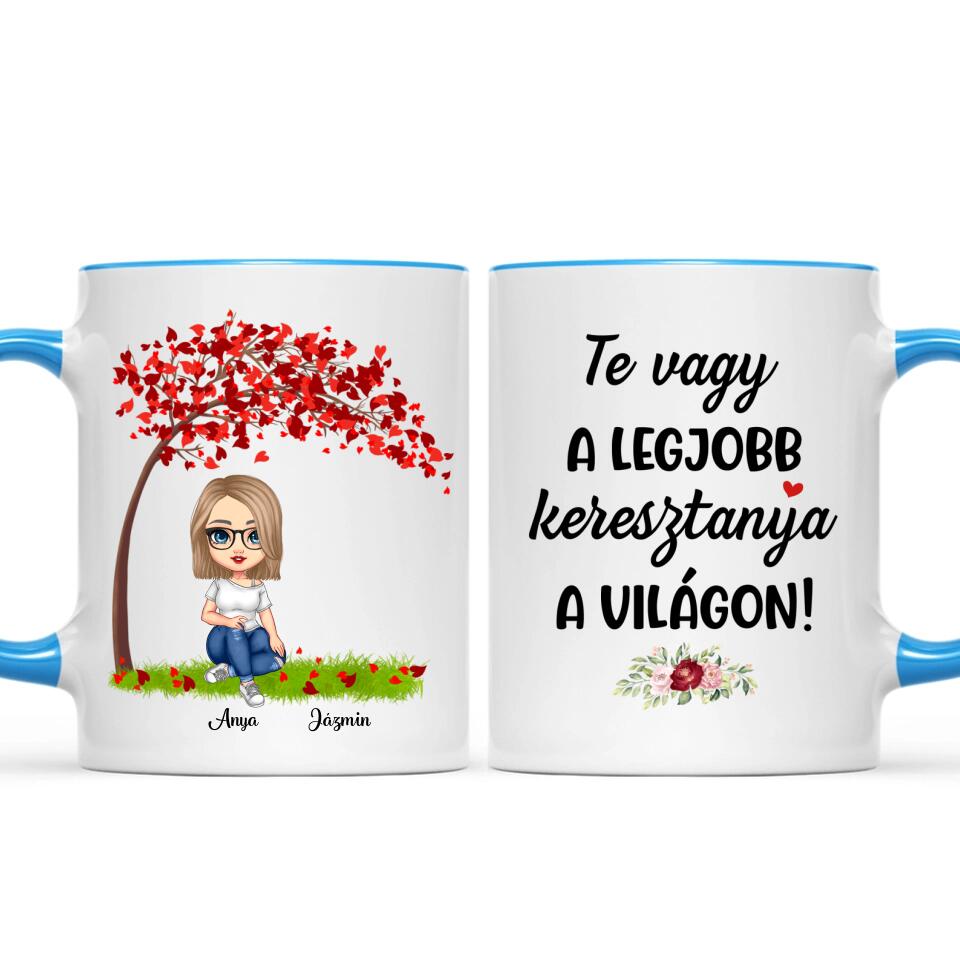 Egyedi bögre keresztanyáknak, akár 3 gyermekkel