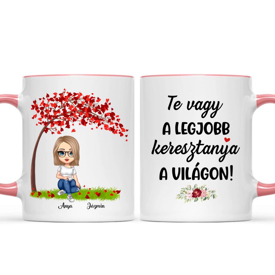 Egyedi bögre keresztanyáknak, akár 3 gyermekkel